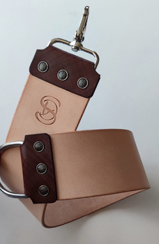 Pas do wecowania brzytwy 7cm d-ring brązowy, ręczna robota, Polska