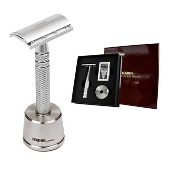 Feather AS-D2 – Maszynka do Golenia ze Stali Nierdzewnej w Zestawie z Podstawką (Zestaw Prezentowy)